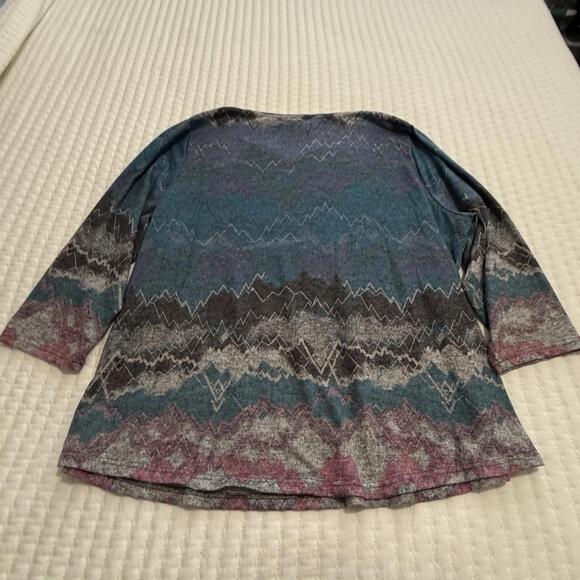 Ali Miles Wearable Art Blue Gray Pink Cozy Knit Shirt Top Sz 3X Women’s - Picture 8 of 12
